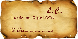 Lukács Ciprián névjegykártya